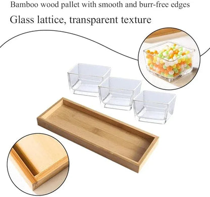 3-pc Square Storage Jar Set with Wooden Tray
